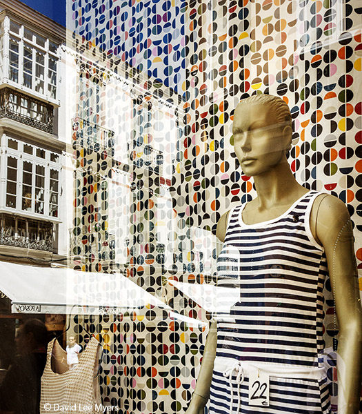 Shop window reflections, Malaga, Spain.