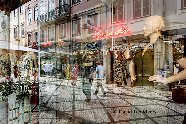 Shop window reflections, Coimbra, Portugal.